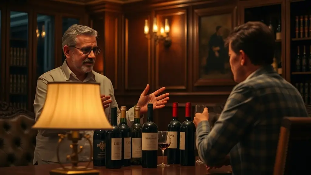 A wine expert guiding a tasting session, explaining the nuances of each wine.